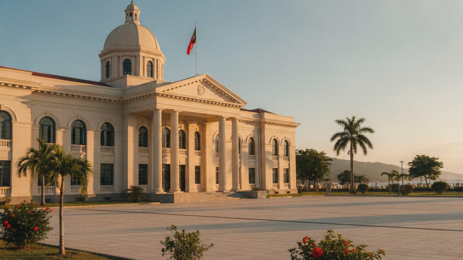 A civic government building in Dili in warm daylight