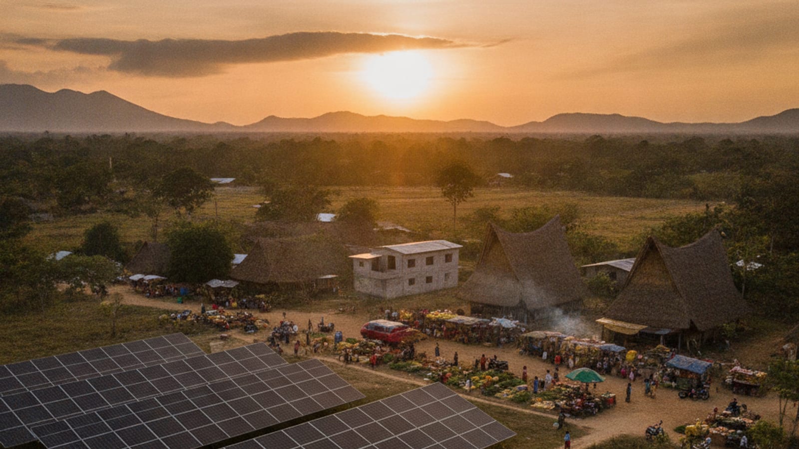 Painel solar boot no bateria iha Timor-Leste, hatudu investimentu iha enerjia renovável.