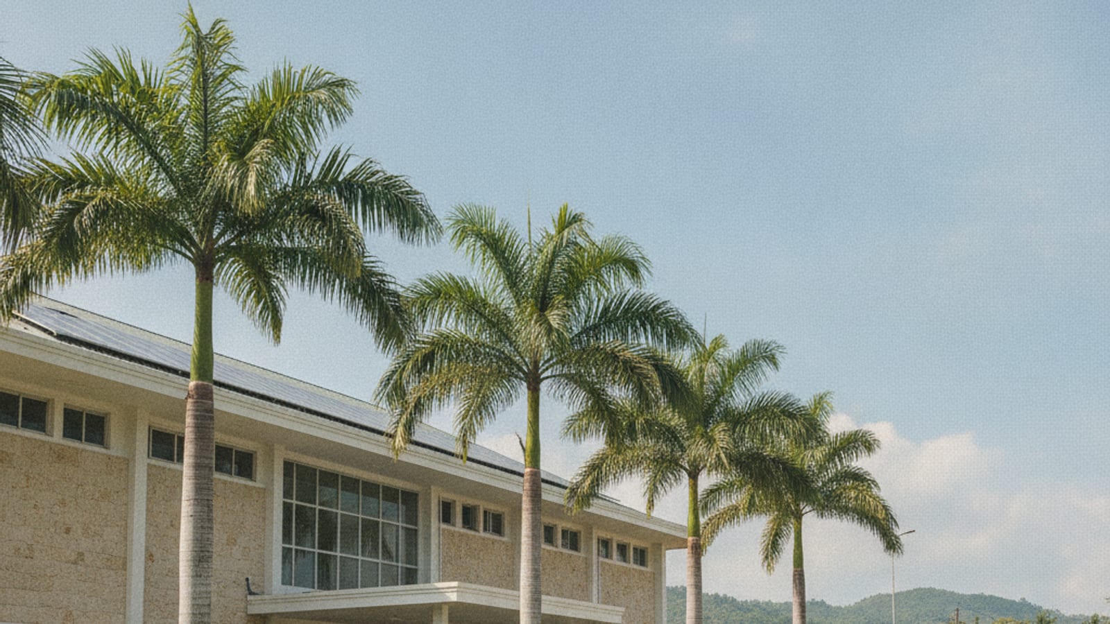 A modern municipal building in Baucau, Timor-Leste, representing local governance and decentralisation efforts.
