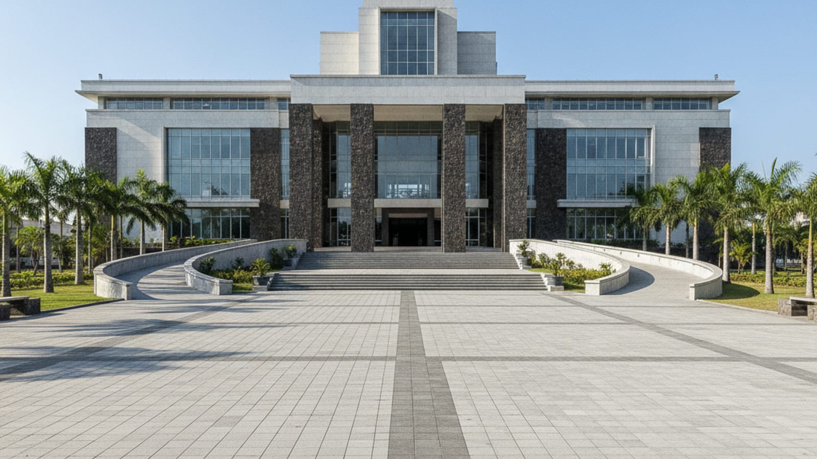 A modern courthouse building in Dili, Timor-Leste, symbolizing legal resolution and justice.