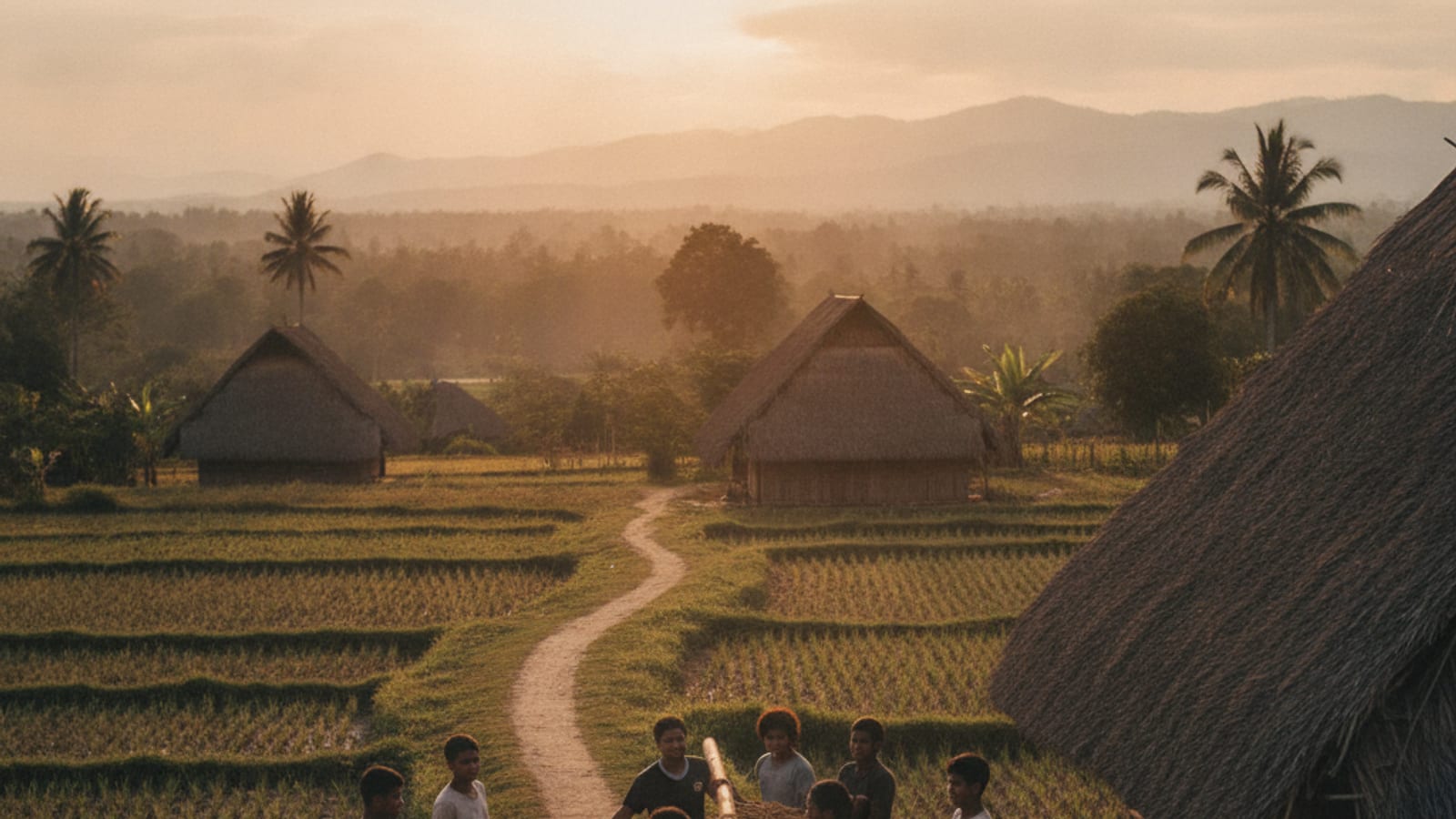 A small community team working together outdoors in Timor-Leste