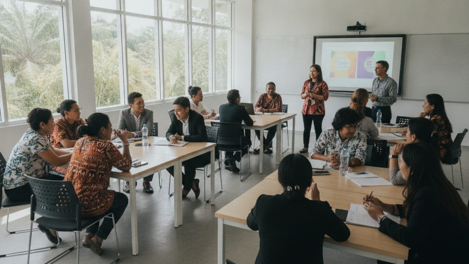 Journalists and students in Dili attending a professional development workshop focused on language and digital skills.